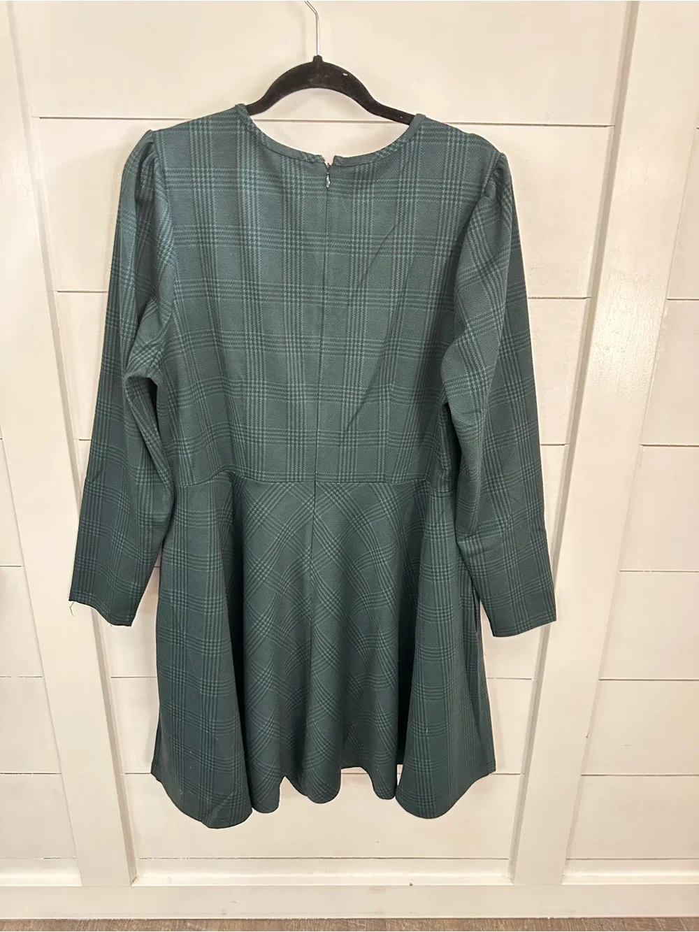 Modcloth 2X green plaid fit and flare plus size midi dress preppy schoolgirl - Picture 3 of 12